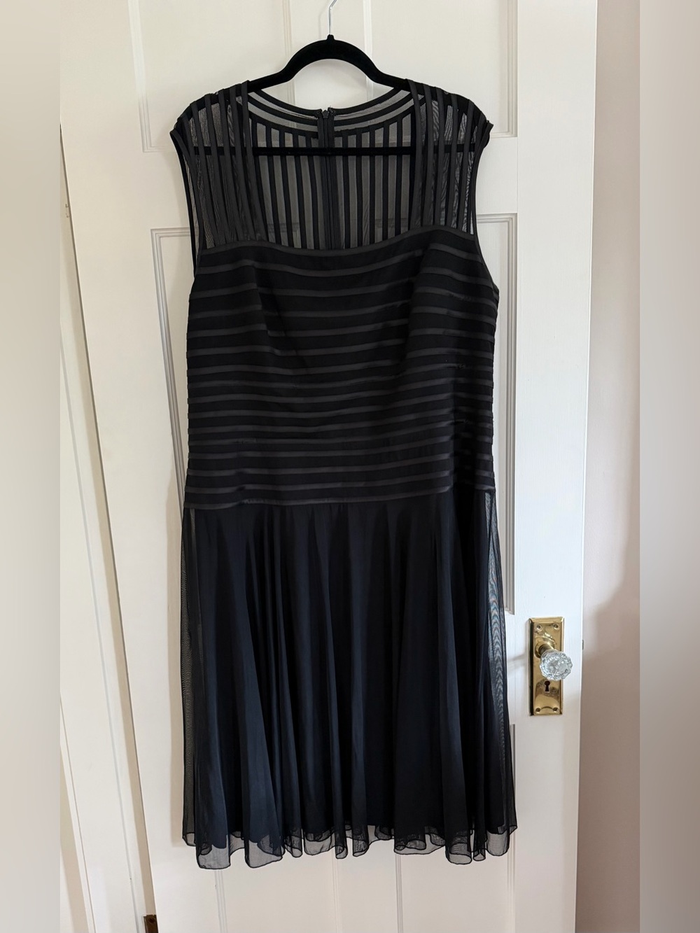 🥂 JS Collections Woman black dress with mesh top and tulle-like skirt. Size 18W.